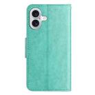For iPhone 16 Butterfly Flower Pattern Flip Leather Phone Case(Green) - 3