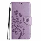 For iPhone 16 Butterfly Flower Pattern Flip Leather Phone Case(Light Purple) - 2