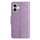 For iPhone 16 Butterfly Flower Pattern Flip Leather Phone Case(Light Purple) - 3