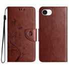 For iPhone 16e Butterfly Flower Pattern Flip Leather Phone Case(Brown) - 1