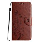 For iPhone 16e Butterfly Flower Pattern Flip Leather Phone Case(Brown) - 2