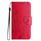 For iPhone 16e Butterfly Flower Pattern Flip Leather Phone Case(Red) - 2