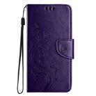 For iPhone 16e Butterfly Flower Pattern Flip Leather Phone Case(Dark Purple) - 2