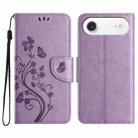 For iPhone Air Butterfly Flower Pattern Flip Leather Phone Case(Light Purple) - 1