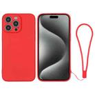 For iPhone 15 Pro Max Silicone Phone Case with Wrist Strap(Red) - 1