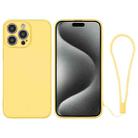 For iPhone 15 Pro Silicone Phone Case with Wrist Strap(Yellow) - 1