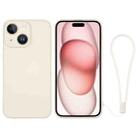 For iPhone 15 Plus Silicone Phone Case with Wrist Strap(White) - 1
