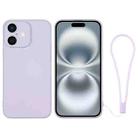 For iPhone 16 Silicone Phone Case with Wrist Strap(Light Purple) - 1