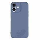 For iPhone 16 Silicone Phone Case with Wrist Strap(Grey Blue) - 2