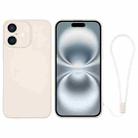 For iPhone 16 Plus Silicone Phone Case with Wrist Strap(White) - 1