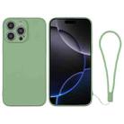 For iPhone 16 Pro Silicone Phone Case with Wrist Strap(Matcha Green) - 1