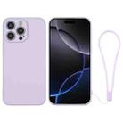 For iPhone 16 Pro Silicone Phone Case with Wrist Strap(Light Purple) - 1