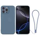 For iPhone 16 Pro Silicone Phone Case with Wrist Strap(Grey Blue) - 1