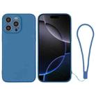 For iPhone 16 Pro Silicone Phone Case with Wrist Strap(Blue) - 1