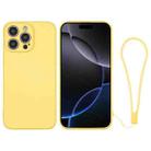 For iPhone 16 Pro Max Silicone Phone Case with Wrist Strap(Yellow) - 1