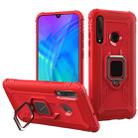 For Huawei P30 Lite Carbon Fiber Protective Case with 360 Degree Rotating Ring Holder(Red) - 1