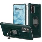 For Samsung Galaxy Note 20 Carbon Fiber Protective Case with 360 Degree Rotating Ring Holder(Green) - 1