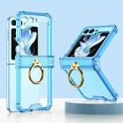 For Samsung Galaxy Z Flip5 Gkk Airbag Hinge Silicone Phone Case with Ring Holder(Transparent Blue) - 1