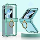 For Samsung Galaxy Z Flip5 Gkk Airbag Hinge Silicone Phone Case with Ring Holder(Transparent Green) - 1