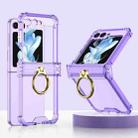 For Samsung Galaxy Z Flip5 Gkk Airbag Hinge Silicone Phone Case with Ring Holder(Transparent Purple) - 1