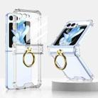 For Samsung Galaxy Z Flip5 Gkk Airbag Hinge Silicone Phone Case with Ring Holder & Tempered Film(Transparent) - 1