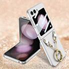 For Samsung Galaxy Z Flip5 GKK Integrated Necklace Hinged Flip Phone Case with Ring Holder(White) - 1