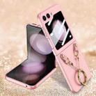 For Samsung Galaxy Z Flip5 GKK Integrated Necklace Hinged Flip Phone Case with Ring Holder(Pink) - 1