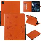 For iPad Pro 12.9 (2020) & (2018) Cat Bee Embossing Pattern Horizontal Flip Leather Tablet Case with Holder & Card Slots & Wallet & Pen Slot(Orange) - 1