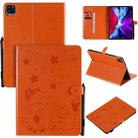 For iPad Pro 11 (2020) & (2018) Cat Bee Embossing Pattern Horizontal Flip Leather Tablet Case with Holder & Card Slots & Wallet & Pen Slot & Wake-up / Sleep Function(Orange) - 1