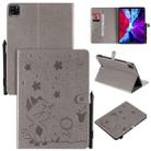 For iPad Pro 11 (2020) & (2018) Cat Bee Embossing Pattern Horizontal Flip Leather Tablet Case with Holder & Card Slots & Wallet & Pen Slot & Wake-up / Sleep Function(Grey) - 1