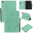 For iPad 10.2 / Air (2019) / Pro 10.5 Cat Bee Embossing Pattern Horizontal Flip Leather Case with Holder & Card Slots & Wallet & Pen Slot & Wake-up / Sleep Function(Green) - 1