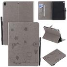 For iPad 10.2 / Air (2019) / Pro 10.5 Cat Bee Embossing Pattern Horizontal Flip Leather Case with Holder & Card Slots & Wallet & Pen Slot & Wake-up / Sleep Function(Grey) - 1