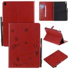 For iPad 10.2 / Air (2019) / Pro 10.5 Cat Bee Embossing Pattern Horizontal Flip Leather Case with Holder & Card Slots & Wallet & Pen Slot & Wake-up / Sleep Function(Red) - 1