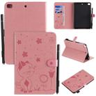 For iPad mini 5 / 4 / 3 / 2 / 1 Cat Bee Embossing Pattern Horizontal Flip Leather Case with Holder & Card Slots & Wallet & Pen Slot & Wake-up / Sleep Function(Pink) - 1