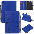 For iPad mini 5 / 4 / 3 / 2 / 1 Cat Bee Embossing Pattern Horizontal Flip Leather Case with Holder & Card Slots & Wallet & Pen Slot & Wake-up / Sleep Function(Blue) - 1