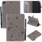 For iPad mini 5 / 4 / 3 / 2 / 1 Cat Bee Embossing Pattern Horizontal Flip Leather Case with Holder & Card Slots & Wallet & Pen Slot & Wake-up / Sleep Function(Grey) - 1