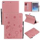 For iPad Air 2 / Air / 9.7 (2018) & (2017) Cat Bee Embossing Pattern Horizontal Flip Leather Case with Holder & Card Slots & Wallet & Pen Slot & Wake-up / Sleep Function(Pink) - 1