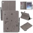 For iPad Air 2 / Air / 9.7 (2018) & (2017) Cat Bee Embossing Pattern Horizontal Flip Leather Case with Holder & Card Slots & Wallet & Pen Slot & Wake-up / Sleep Function(Grey) - 1