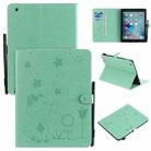 For iPad 4 / 3 / 2 Cat Bee Embossing Pattern Horizontal Flip Leather Case with Holder & Card Slots & Wallet & Pen Slot & Wake-up / Sleep Function(Green) - 1