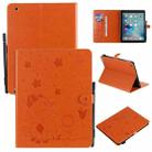 For iPad 4 / 3 / 2 Cat Bee Embossing Pattern Horizontal Flip Leather Case with Holder & Card Slots & Wallet & Pen Slot & Wake-up / Sleep Function(Orange) - 1