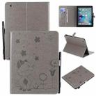 For iPad 4 / 3 / 2 Cat Bee Embossing Pattern Horizontal Flip Leather Case with Holder & Card Slots & Wallet & Pen Slot & Wake-up / Sleep Function(Grey) - 1