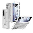 For Samsung Galaxy Z Fold5 GKK Integrated Magnetic Armor Flip Phone Case with Holder(Silver) - 1