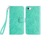 For iPhone SE 2022/SE 2020/6/7/8 Tree Birds Embossed Pattern Leather Phone Case(Green) - 1