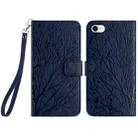 For iPhone SE 2022/SE 2020/6/7/8 Tree Birds Embossed Pattern Leather Phone Case(Blue) - 1