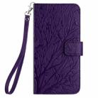 For iPhone X / XS Tree Birds Embossed Pattern Leather Phone Case(Purple) - 2