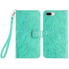 For iPhone 8 Plus / 7 Plus / 6 Plus Tree Birds Embossed Pattern Leather Phone Case(Green) - 1