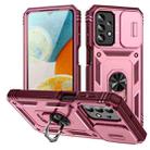 For Samsung Galaxy A23 4G / 5G Sliding Camshield TPU + PC Phone Case with Holder(Pink+Rose Red) - 1