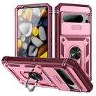 For Google Pixel 8 Sliding Camshield TPU + PC Phone Case with Holder(Pink+Rose Red) - 1