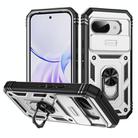 For Google Pixel 9a Sliding Camshield TPU + PC Phone Case with Holder(White+Black) - 1