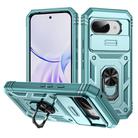 For Google Pixel 9a Sliding Camshield TPU + PC Phone Case with Holder(Green) - 1